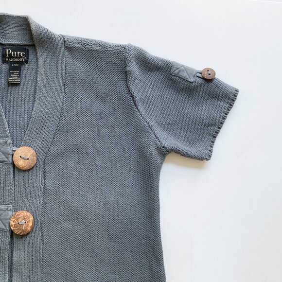 PURE Handknit Cotton Short Sleeve Cardigan - Picture 4 of 9